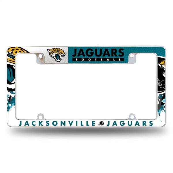 Jacksonville Jaguars Primary 12" x 6" Chrome All Over Automotive License Plate Frame for Car/Truck/SUV    