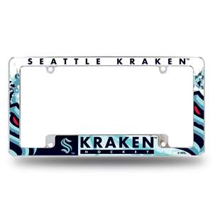 Seattle Kraken Primary 12" x 6" Chrome All Over Automotive License Plate Frame for Car/Truck/SUV    