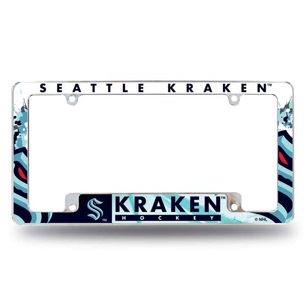 Seattle Kraken Primary 12" x 6" Chrome All Over Automotive License Plate Frame for Car/Truck/SUV    