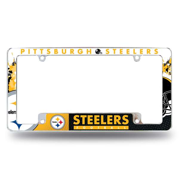Pittsburgh Steelers Primary 12" x 6" Chrome All Over Automotive License Plate Frame for Car/Truck/SUV    