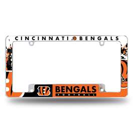 Cincinnati Bengals Primary 12" x 6" Chrome All Over Automotive License Plate Frame for Car/Truck/SUV    