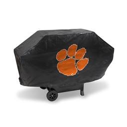 Clemson Tigers Black Deluxe Vinyl Grill Cover - 68" Wide/Heavy Duty/Velcro Staps    