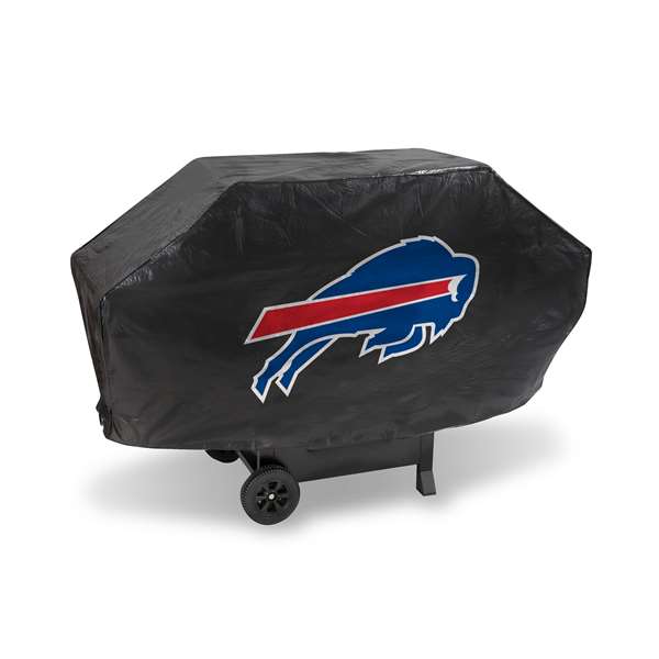 Buffalo Bills Black Deluxe Vinyl Grill Cover - 68" Wide/Heavy Duty/Velcro Staps    