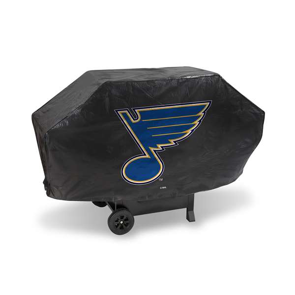 St. Louis Blues Black Deluxe Vinyl Grill Cover - 68" Wide/Heavy Duty/Velcro Staps    