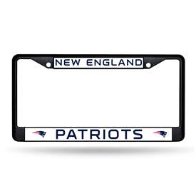 New England Patriots Primary Black Chrome Frame with Plastic Inserts 12" x 6" Car/Truck Auto Accessory    