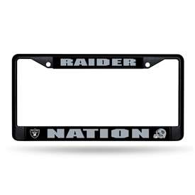 Las Vegas Raiders Raider Nation Black Chrome Frame with Plastic Inserts 12" x 6" Car/Truck Auto Accessory    