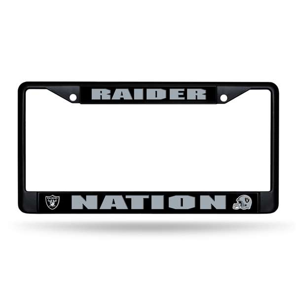 Las Vegas Raiders Raider Nation Black Chrome Frame with Plastic Inserts 12" x 6" Car/Truck Auto Accessory    