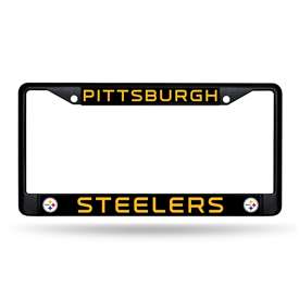 Pittsburgh Steelers  Black Chrome Frame with Plastic Inserts 12" x 6" Car/Truck Auto Accessory    