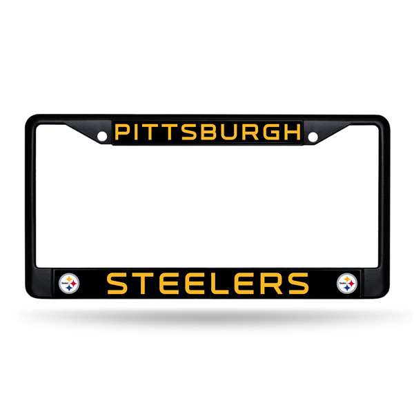 Pittsburgh Steelers  Black Chrome Frame with Plastic Inserts 12" x 6" Car/Truck Auto Accessory    