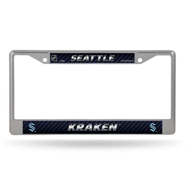 Seattle Kraken  12" x 6" Chrome Frame With Decal Inserts - Car/Truck/SUV Automobile Accessory    