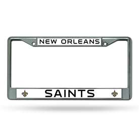 New Orleans Saints Premium 12" x 6" Chrome Frame With Plastic Inserts - Car/Truck/SUV Automobile Accessory    