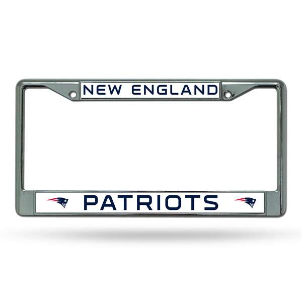 New England Patriots Premium 12" x 6" Chrome Frame With Plastic Inserts - Car/Truck/SUV Automobile Accessory    