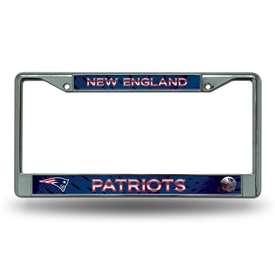 New England Patriots  12" x 6" Chrome Frame With Decal Inserts - Car/Truck/SUV Automobile Accessory    