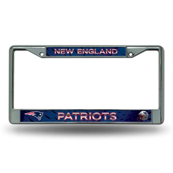 New England Patriots  12" x 6" Chrome Frame With Decal Inserts - Car/Truck/SUV Automobile Accessory    