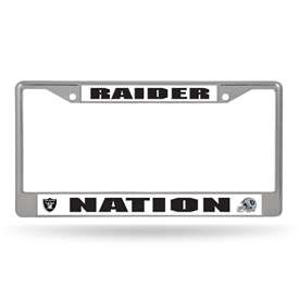 Las Vegas Raiders Raider Nation 12" x 6" Chrome Frame With Plastic Inserts - Car/Truck/SUV Automobile Accessory    