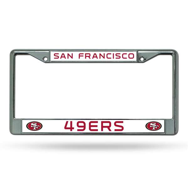 San Francisco 49ers Premium 12" x 6" Chrome Frame With Plastic Inserts - Car/Truck/SUV Automobile Accessory    