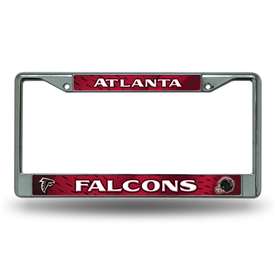 Atlanta Falcons  12" x 6" Chrome Frame With Decal Inserts - Car/Truck/SUV Automobile Accessory    