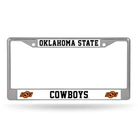 Oklahoma State Cowboys Premium 12" x 6" Chrome Frame With Plastic Inserts - Car/Truck/SUV Automobile Accessory    