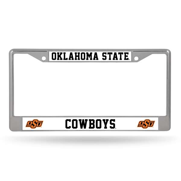 Oklahoma State Cowboys Premium 12" x 6" Chrome Frame With Plastic Inserts - Car/Truck/SUV Automobile Accessory    