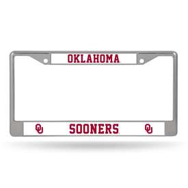 Oklahoma Sooners Premium 12" x 6" Chrome Frame With Plastic Inserts - Car/Truck/SUV Automobile Accessory    