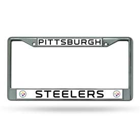 Pittsburgh Steelers Premium 12" x 6" Chrome Frame With Plastic Inserts - Car/Truck/SUV Automobile Accessory    