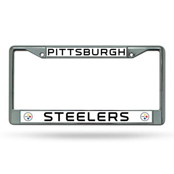 Pittsburgh Steelers Premium 12" x 6" Chrome Frame With Plastic Inserts - Car/Truck/SUV Automobile Accessory    