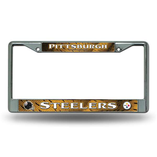 Pittsburgh Steelers  12" x 6" Chrome Frame With Decal Inserts - Car/Truck/SUV Automobile Accessory    