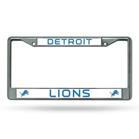 Detroit Lions Premium 12" x 6" Chrome Frame With Plastic Inserts - Car/Truck/SUV Automobile Accessory    