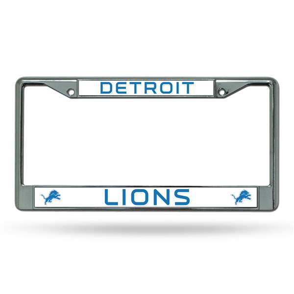 Detroit Lions Premium 12" x 6" Chrome Frame With Plastic Inserts - Car/Truck/SUV Automobile Accessory    