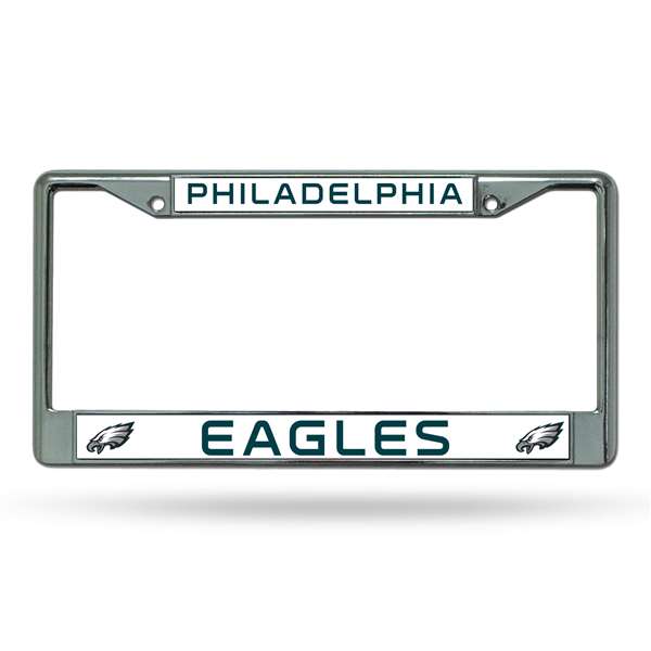 Philadelphia Eagles Premium 12" x 6" Chrome Frame With Plastic Inserts - Car/Truck/SUV Automobile Accessory    