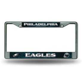 Philadelphia Eagles  12" x 6" Chrome Frame With Decal Inserts - Car/Truck/SUV Automobile Accessory    