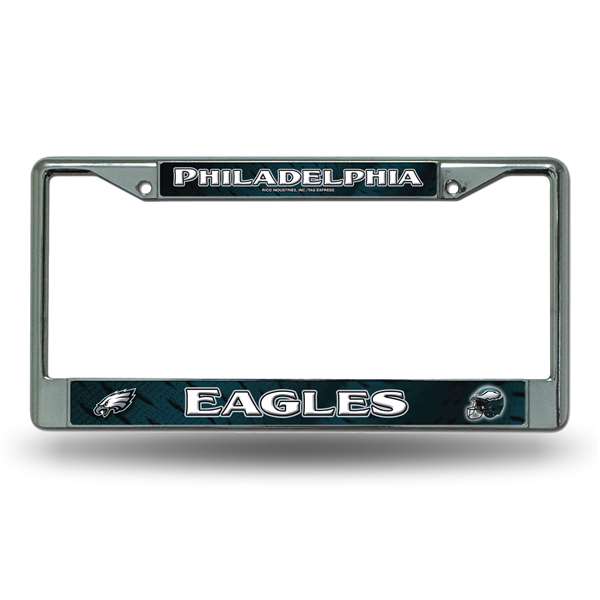 Philadelphia Eagles  12" x 6" Chrome Frame With Decal Inserts - Car/Truck/SUV Automobile Accessory    