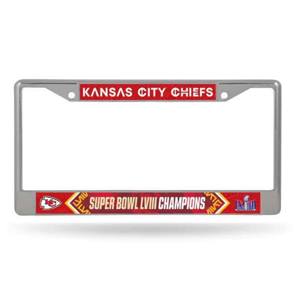 Kansas City Chiefs Super Bowl LVIII Champions Chrome License Plate Frame 