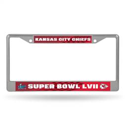 Kansas City Chiefs LVII Super Bowl Bound Chrome Auto License Plate Tag Frame  
