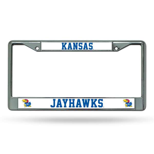 Kansas Jayhawks Premium 12" x 6" Chrome Frame With Plastic Inserts - Car/Truck/SUV Automobile Accessory    