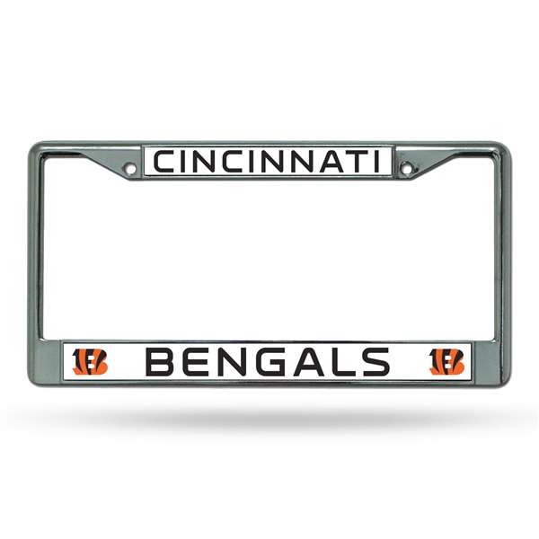 Cincinnati Bengals Premium 12" x 6" Chrome Frame With Plastic Inserts - Car/Truck/SUV Automobile Accessory    