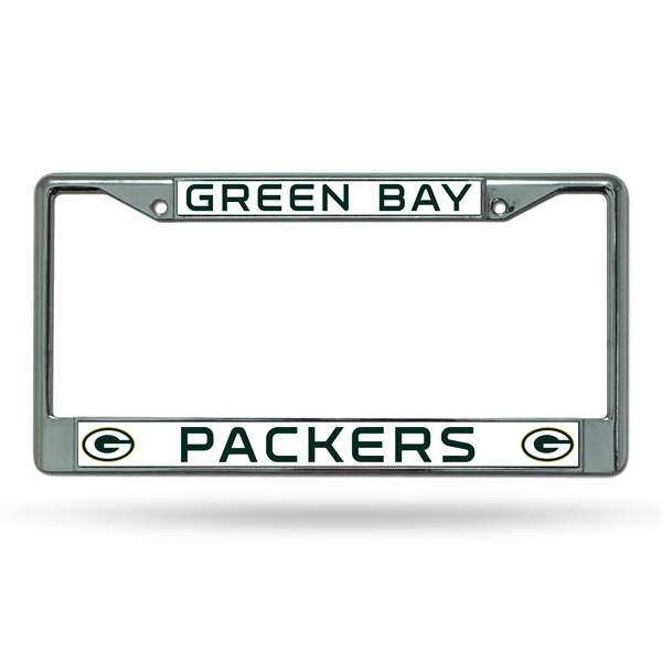 Green Bay Packers Premium 12" x 6" Chrome Frame With Plastic Inserts - Car/Truck/SUV Automobile Accessory    