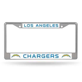 Los Angeles Chargers Premium 12" x 6" Chrome Frame With Plastic Inserts - Car/Truck/SUV Automobile Accessory    