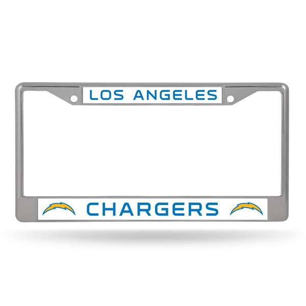 Los Angeles Chargers Premium 12" x 6" Chrome Frame With Plastic Inserts - Car/Truck/SUV Automobile Accessory    