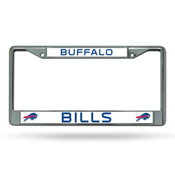 Buffalo Bills Premium 12" x 6" Chrome Frame With Plastic Inserts - Car/Truck/SUV Automobile Accessory    