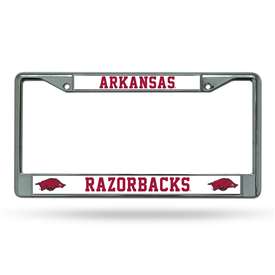 Arkansas Razorbacks Premium 12" x 6" Chrome Frame With Plastic Inserts - Car/Truck/SUV Automobile Accessory    