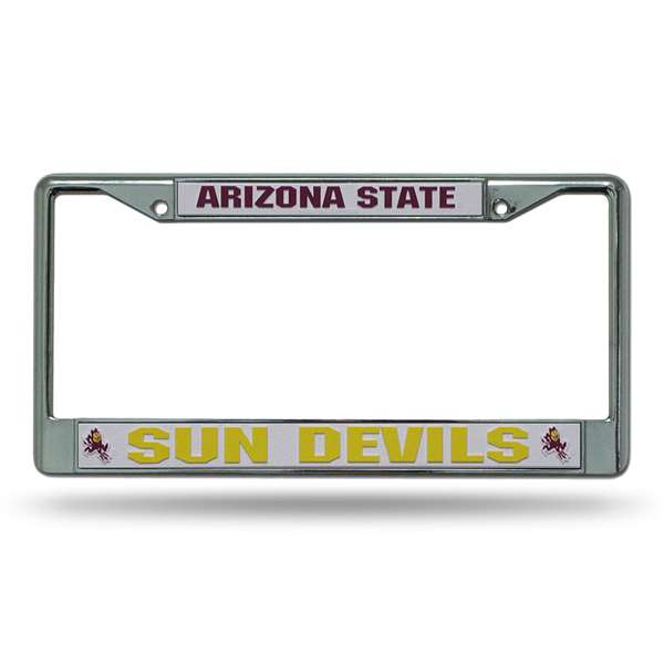 Arizona State Sun Devils - ASU Premium 12" x 6" Chrome Frame With Plastic Inserts - Car/Truck/SUV Automobile Accessory    