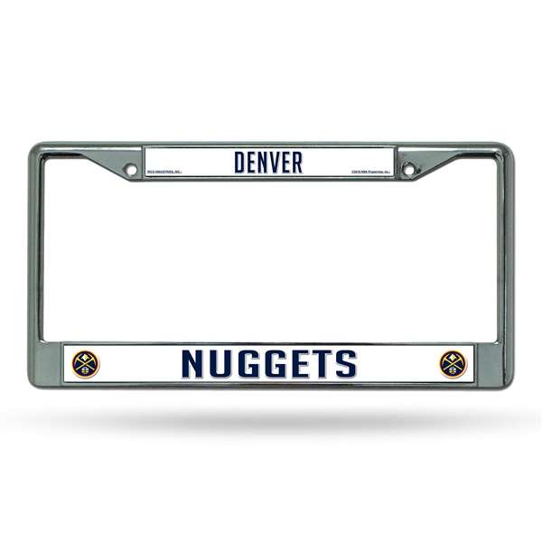 Denver Nuggets Premium 12" x 6" Chrome Frame With Plastic Inserts - Car/Truck/SUV Automobile Accessory    