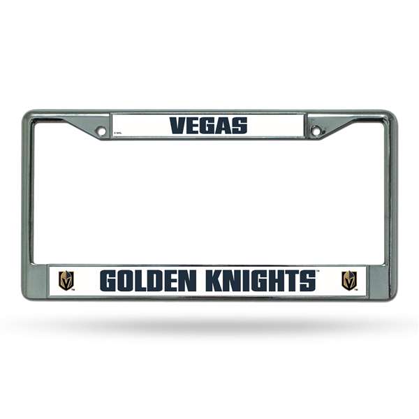 Vegas Golden Knights Premium 12" x 6" Chrome Frame With Plastic Inserts - Car/Truck/SUV Automobile Accessory    