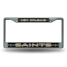 New Orleans Saints Classic 12" x 6" Silver Bling Chrome Car/Truck/SUV Auto Accessory    