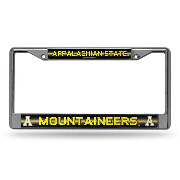Appalachian State Mountaineers Classic 12" x 6" Silver Bling Chrome Car/Truck/SUV Auto Accessory    