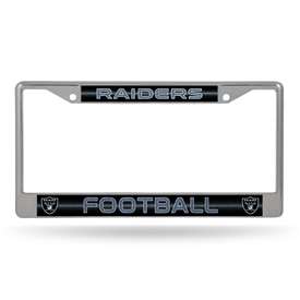 Las Vegas Raiders Classic 12" x 6" Silver Bling Chrome Car/Truck/SUV Auto Accessory    