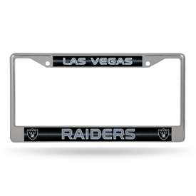 Las Vegas Raiders Classic 12" x 6" Silver Bling Chrome Car/Truck/SUV Auto Accessory    