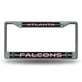 Atlanta Falcons Classic 12" x 6" Silver Bling Chrome Car/Truck/SUV Auto Accessory    