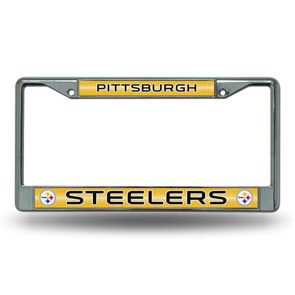 Pittsburgh Steelers Classic 12" x 6" Silver Bling Chrome Car/Truck/SUV Auto Accessory    